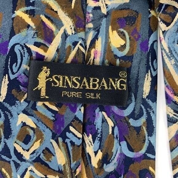 SINSABANG Pure Silk Tie Blue Modern Career Business - Picture 3 of 4